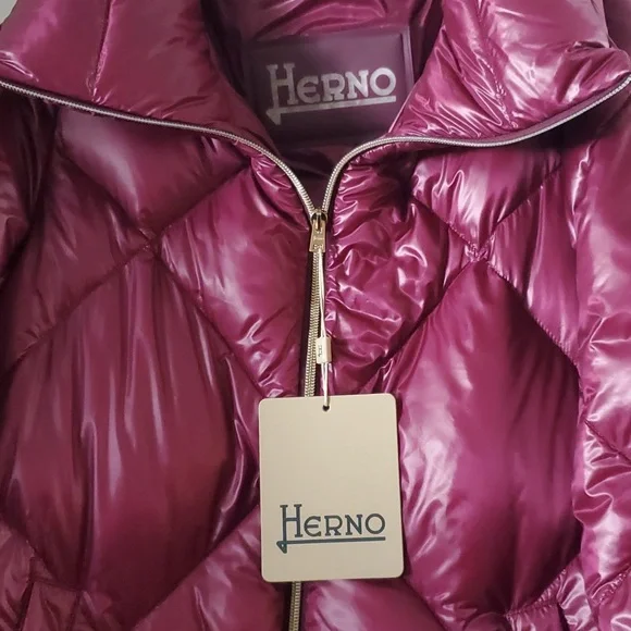 Herno A-Shape Diamond Pattern Down Puffer Jacket Coat L 44 Purple